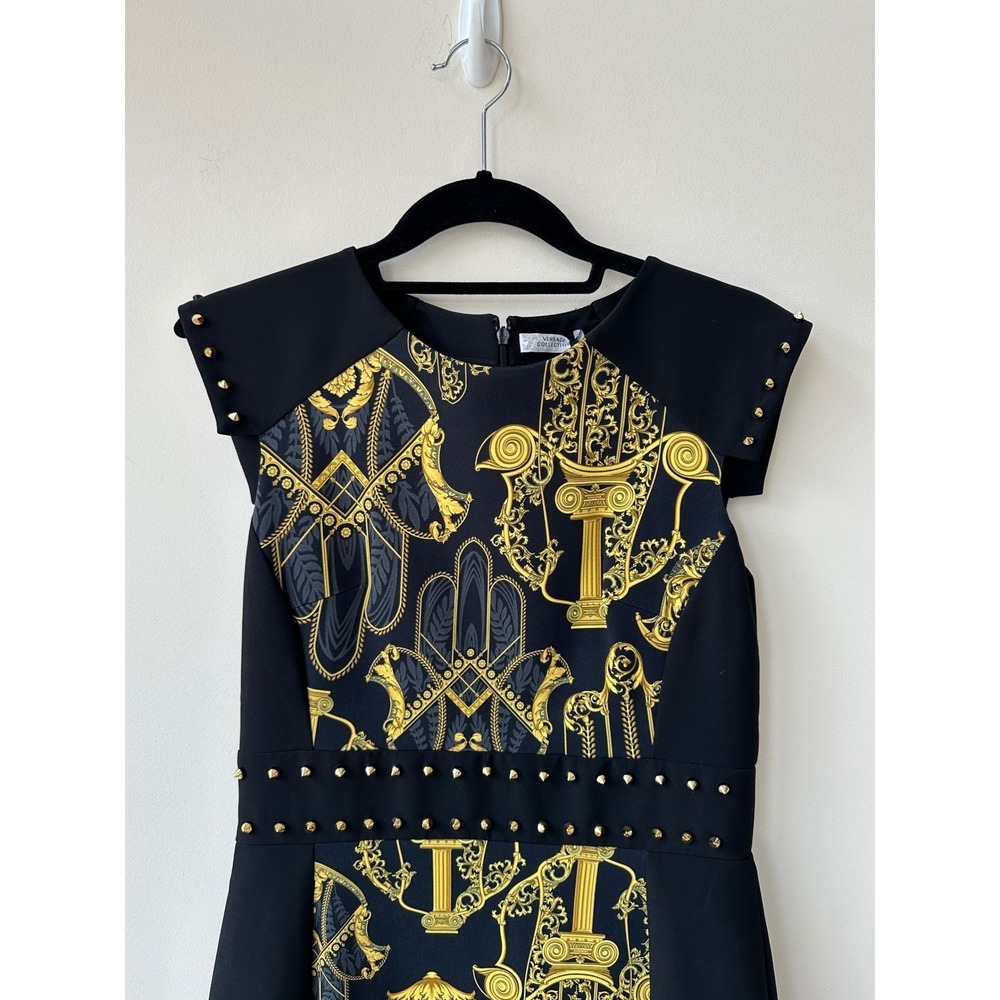 Versace Collection Gold and Black Fatima's Hand Print Dress - Picture 2 of 6